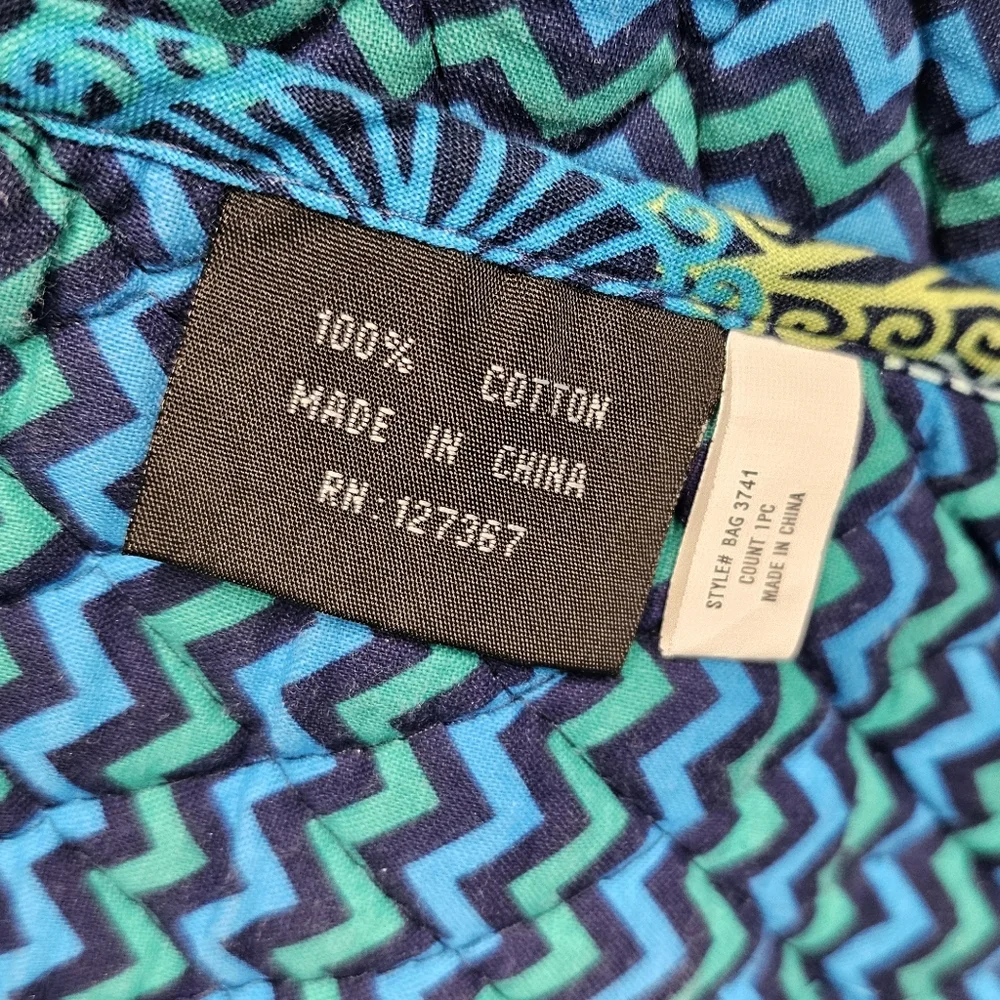 Vera Bradley Blue Teal Paisley Cotton Tote Bag
